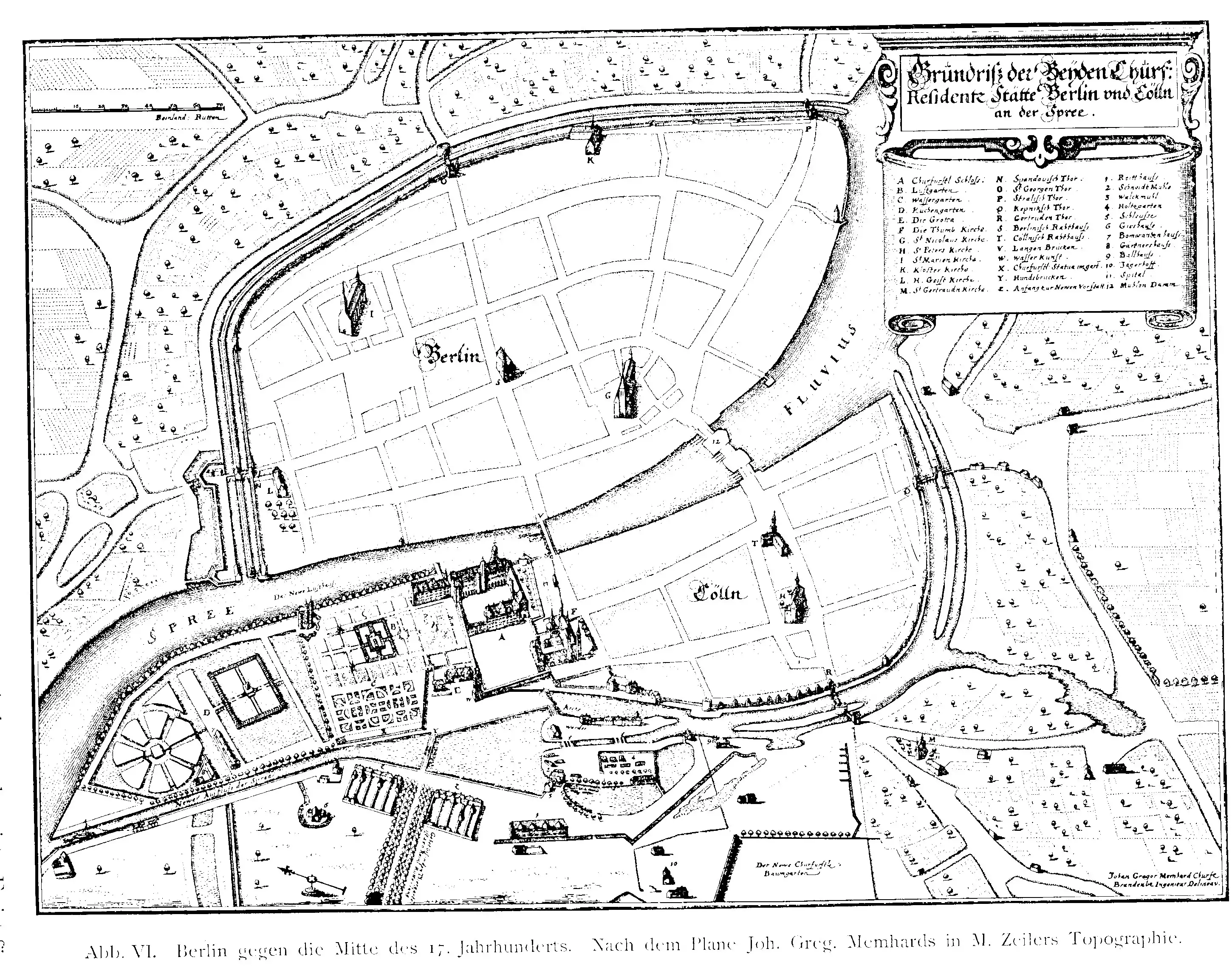 Grundriß der Beyden Kurf. Residenzstätte Berlin und Cölln an der Spree, 1652