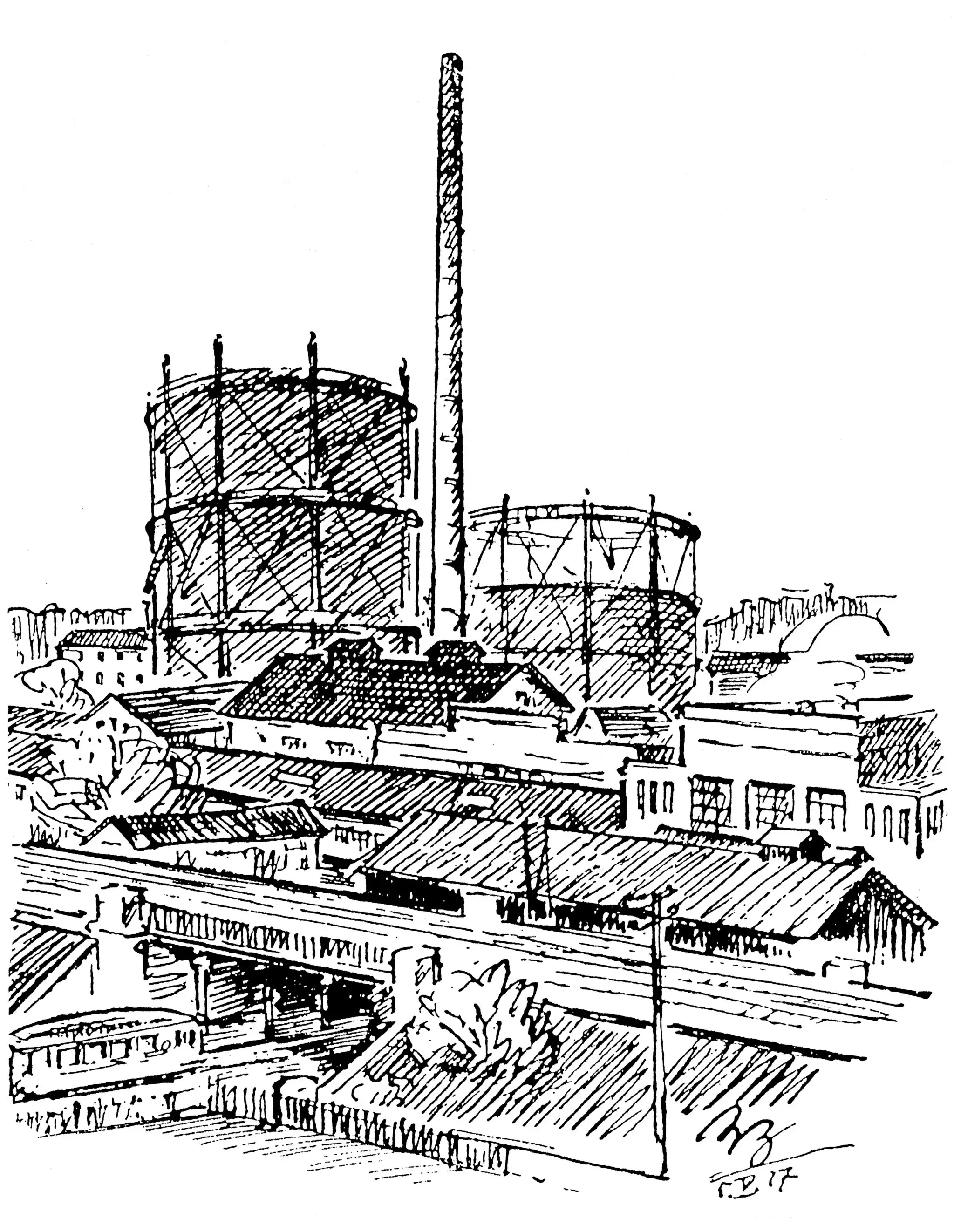  Spinnerei/Weberei Pietsch und Gaswerk in Nowawes, 1917